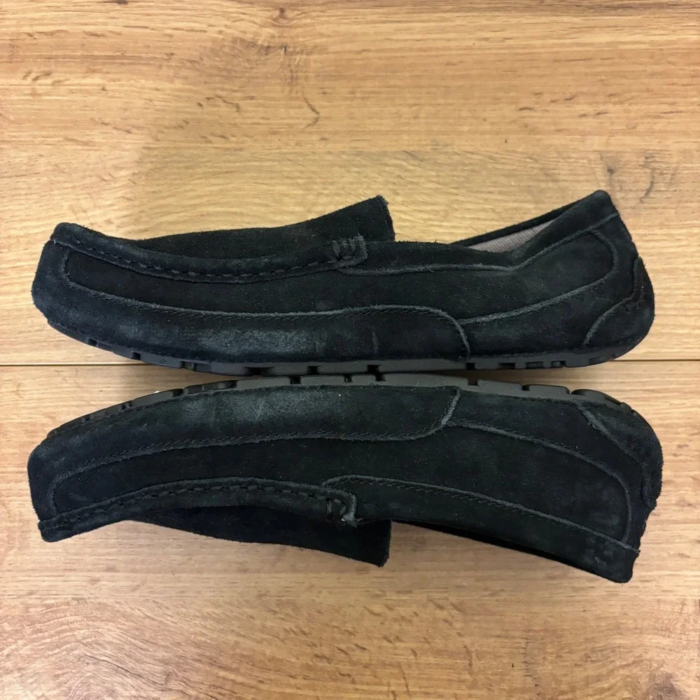 UGG‎ Alder Slip-On Loafer In Black Men Size 8 Suede Wool Insole Comfort Warm
